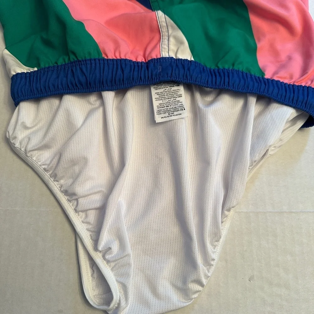 Mini Boden Boys Size 10-11 146 cm Blue Green‎ Pink Colorblock Swim Trunks